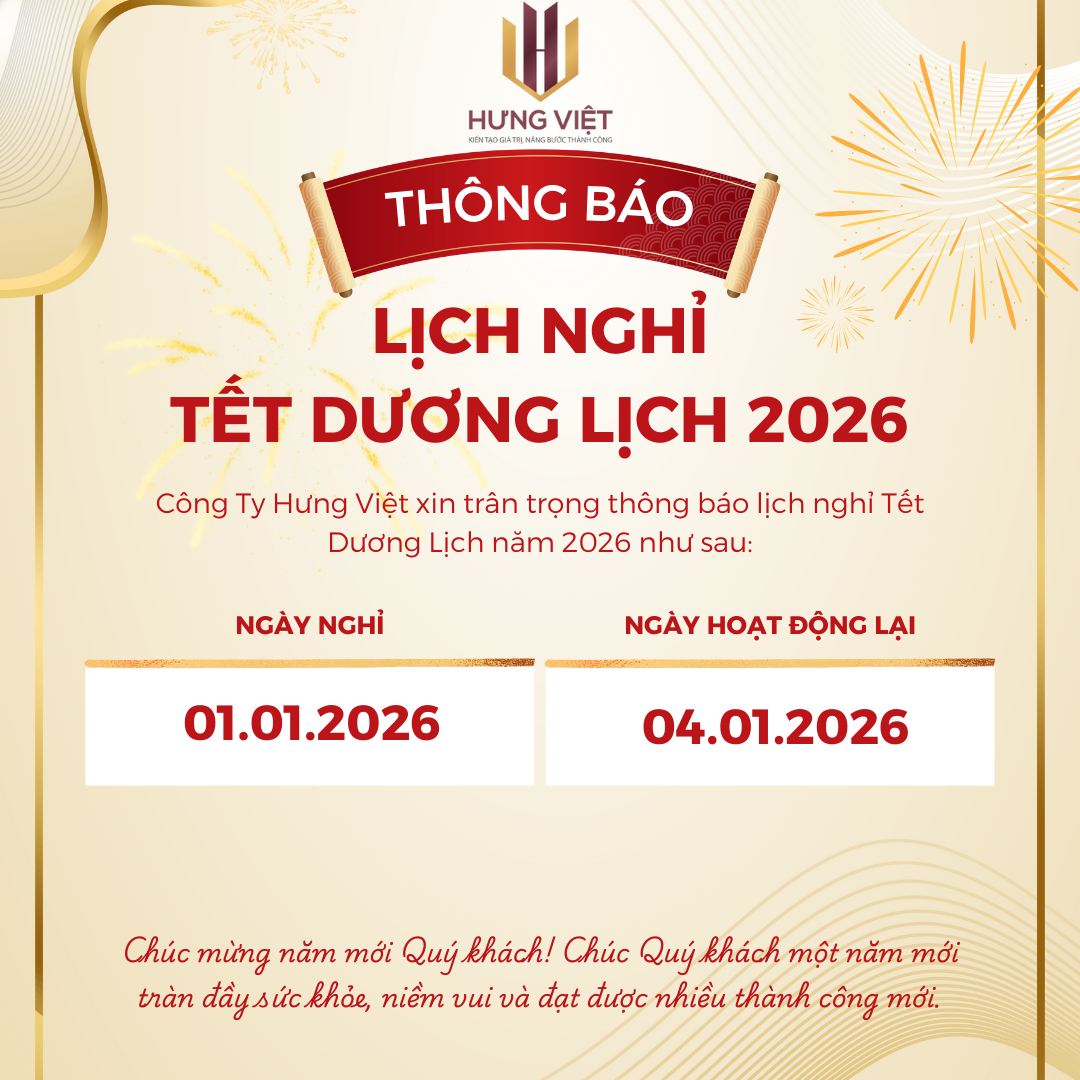 THÔNG BÁO LỊCH NGHỈ TẾT DƯƠNG LỊCH 2026 – HƯNG VIỆT LAND