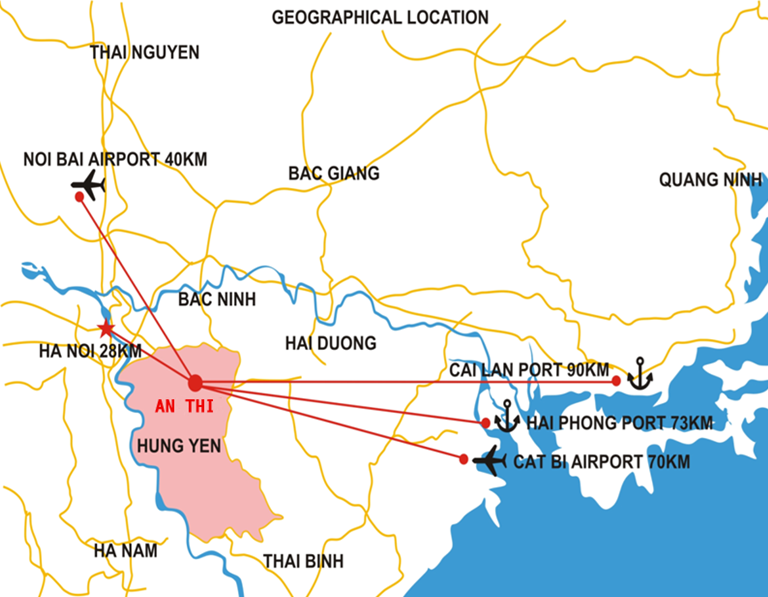 Vị trí kết nối vùng cụm công nghiệp Văn Nhuệ Hưng Yên
