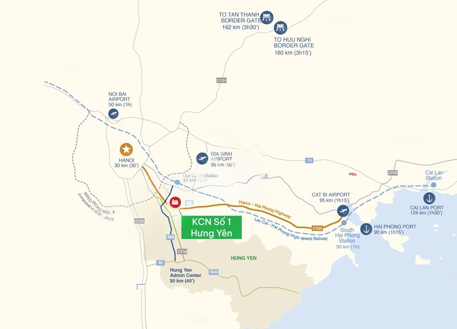 Vị trí khu công nghiệp số 01 HƯng Yên