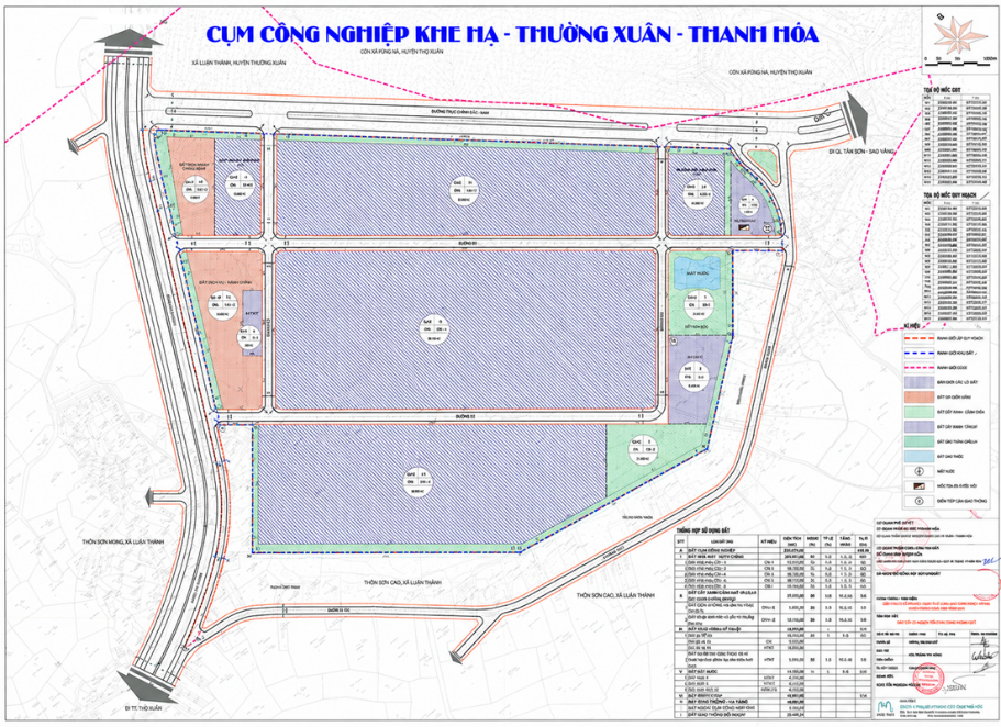 Bản đồ quy hoạch tổng mặt bằng sử dụng đất Cụm công nghiệp Khe Hạ Thanh Hóa