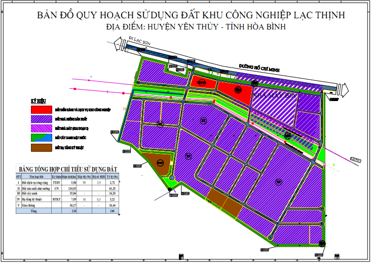 Mặt bằng sử dụng đất Khu công nghiệp Lạc Thịnh Phú Thọ