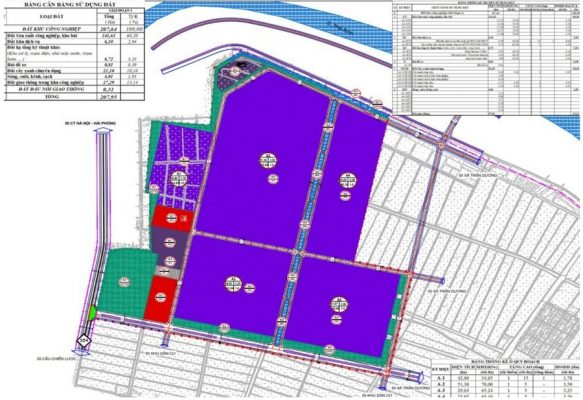 Mặt bằng sử dụng đất Khu công nghiệp Trấn Dương - Hòa Bình (Khu A) Hải Phòng