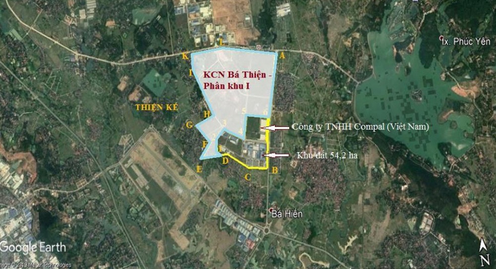 Vị trí quy hoạch Khu công nghiệp Bá Thiện - Phân khu 1 Phú Thọ