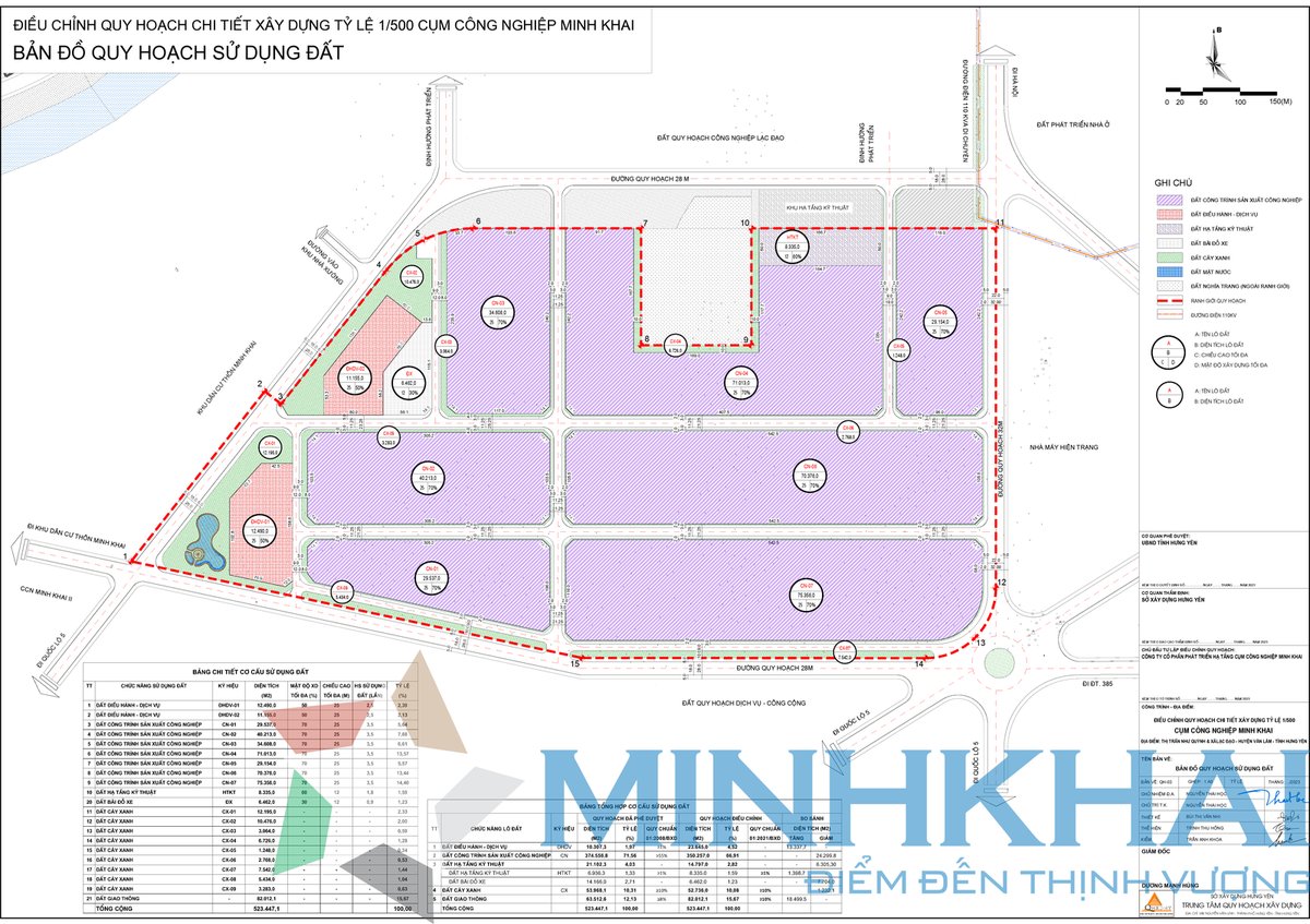 Cụm Công Nghiệp Minh Hải Tỉnh Hưng Yên: Điểm Sáng Đầu Tư BĐS Công Nghiệp - Mặt bằng quy hoạch phân lô CCN Minh Hải
